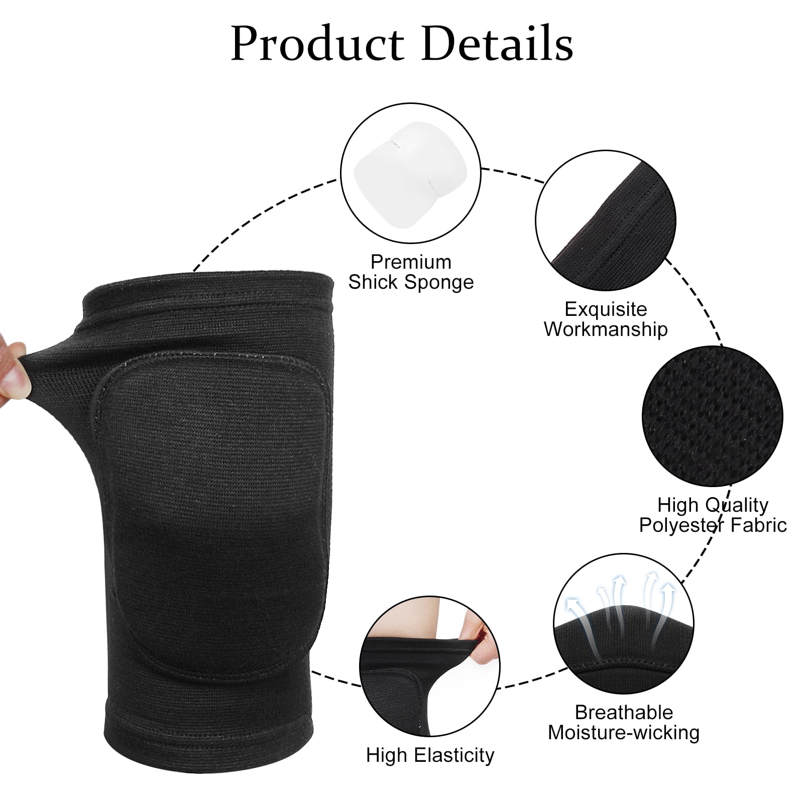 Hengguang 2 Pcs Dance Knee Pads for Women, Knee Braces & Support Stretchy Breathable Exercises Knee Pads for Volleyball, Dancing, Running, Yoga (Pink, Black)