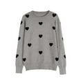 thumbnail image 5 of TKLPEHG Valentines Day Sweaters for Women Cute Heart Sweaters Knitted Crewneck Pullover Loose Long Sleeve Trendy Casual Fall Winter Tops (Gray,M), 5 of 6
