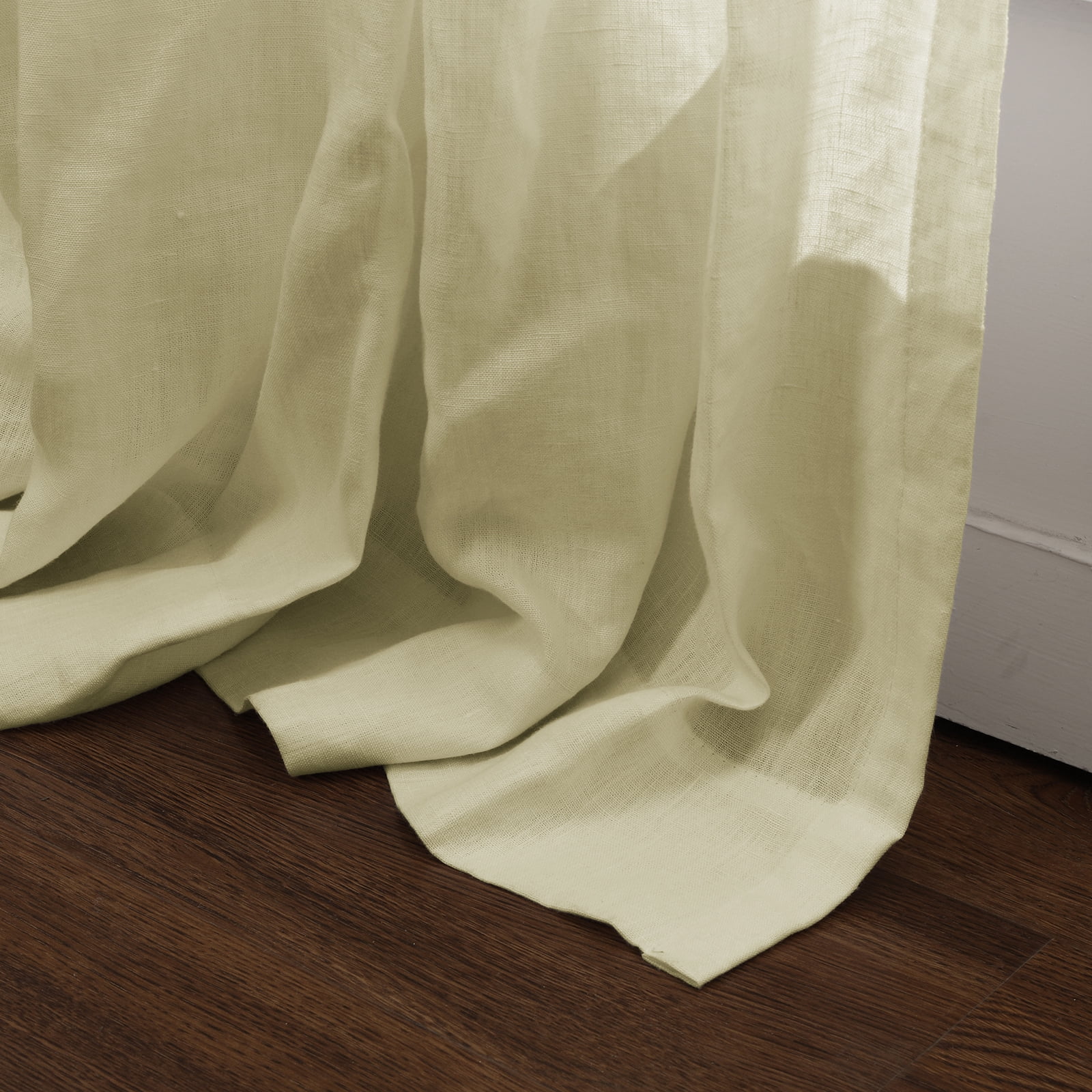 TWOPAGES Pinch Pleat Textured Linen Curtain Light Filtering Drape for Guest Room, 1 Panel, 52"x108", Mist Gray