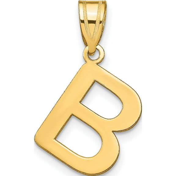 14K Yellow Gold Polished Bubble Letter B Initial Pendant (Width 14.36) (Length 18.11) - Jbsp