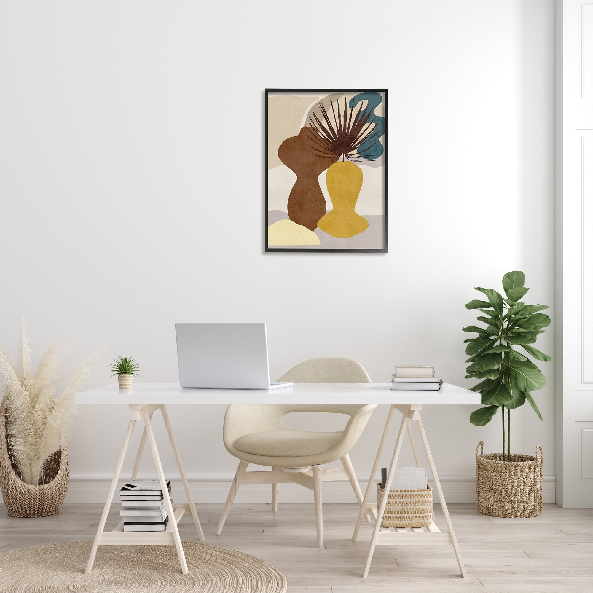 Stupell Industries Groovy Decorated Vases Brown Yellow Potted Palm Plant, 24 x 30, Designed by Melissa Wang