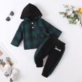 thumbnail image 4 of GYRATEDREAM Toddler Baby Boy Clothes Long Sleeve Tops Plaid Hoodie Sweatshirt + Sweatpants Little Boy Fall Winter Outfits Set 0-24 Months, 4 of 14