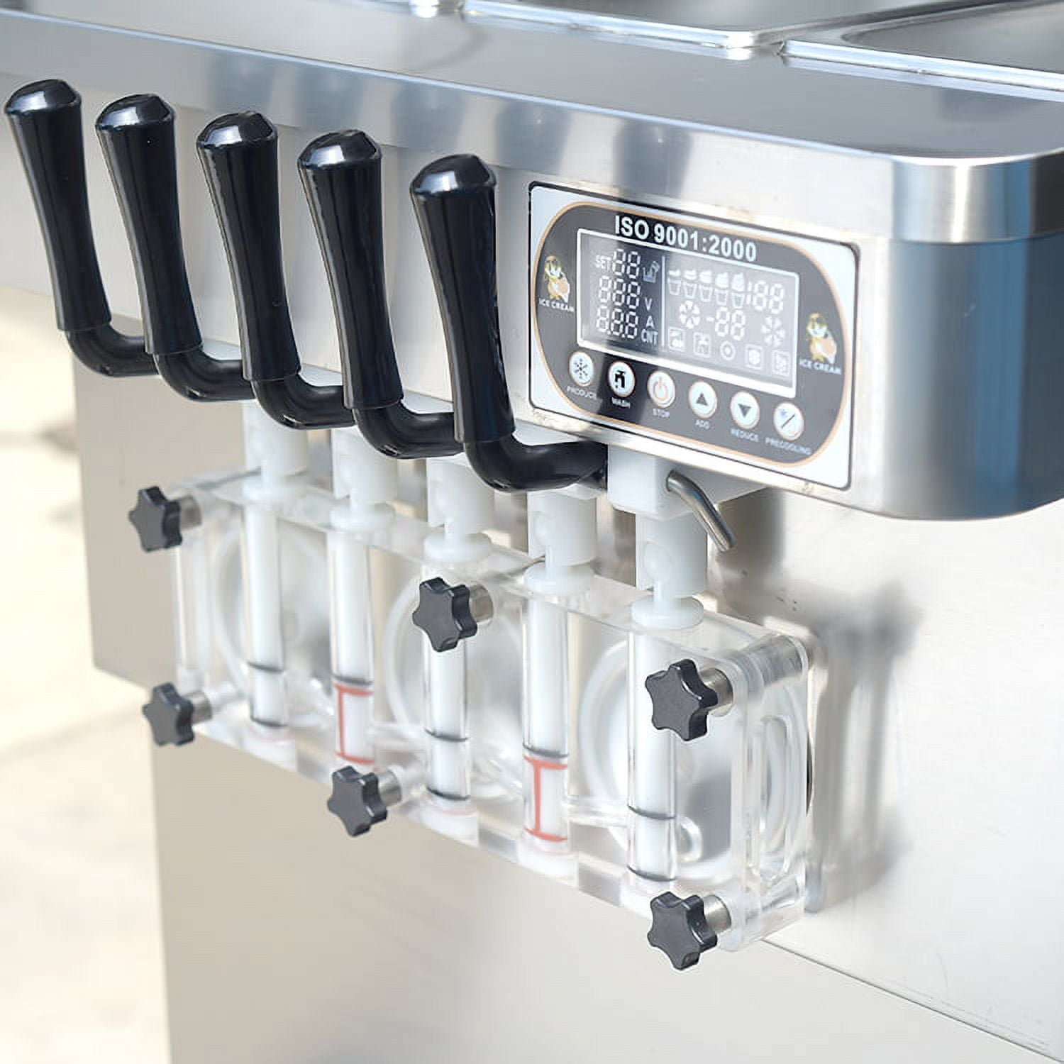 Kolice Commercial ETL 5 Flavors Soft Serve Ice Cream Machine,gelato soft ice cream maker -5 Different Discharge Nozzles,Upper Tanks Refrigerated