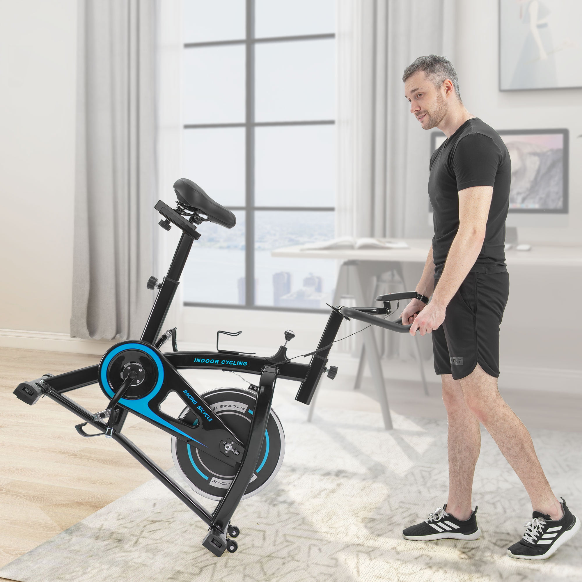 Details about   Exercise Bike Fitness Gym Indoor Cycling Stationary Bicycle Cardio Workout Home 
