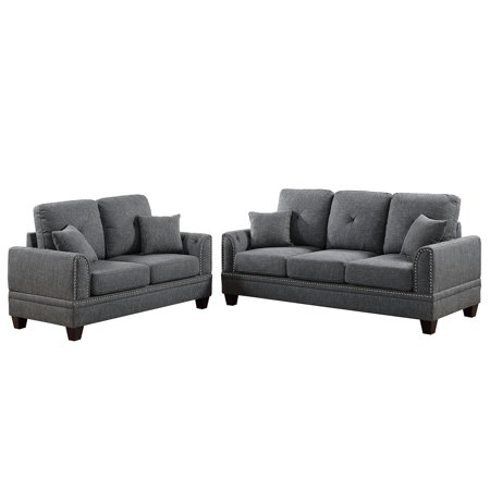 Cotton Loveseat - Bobkona Bailey Cotton Blended Polyfabric 2-Piece Sofa and Loveseat Set, Multiple Colors