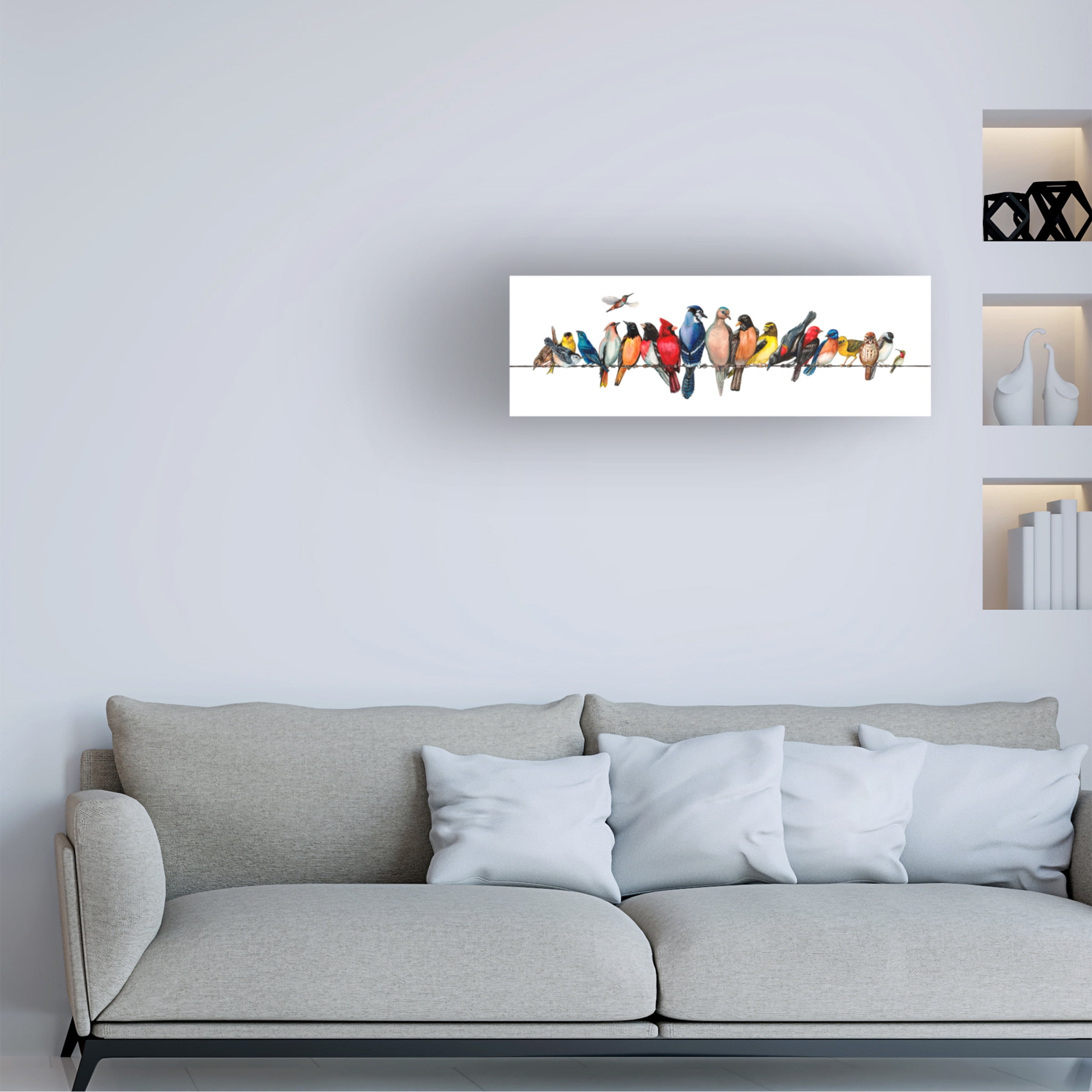 Trademark Fine Art Wendy Russell Large Bird Menagerie Ii Canvas Wall Art - 16x47