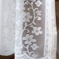 thumbnail image 5 of Namzi Floral Embroidery Semi Sheer Cafe Kitchen Tier Curtain with Green Pom Pom Rod Pocket Elegant Lace Voile Drapes, 1 Piece (59"x24",White), 5 of 5