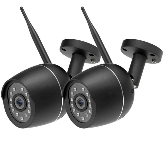 RICHCHO Outside Cameras for Home Security, 1080p Surveillance Cameras Wireless Outdoor with Night Vision Motion Detection, Black, 2-Pack