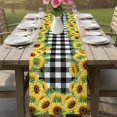 thumbnail image 4 of Summer Sunflowers Table Runner 90 Inches, Rustic Botanical Flowers Black Plaid Bed Runner Dresser Scarves Tabletop for Indoor Outdoor Parties/Ceremony/Banquet, 13" x 90", 4 of 9