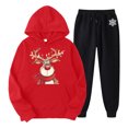 thumbnail image 1 of WILLBEST Womens Pants Womens Two Piece Outfits Sets Hoodie Sweatshirt and Long Sweatpants Jogger Workout Set Fall Tracksuit Sweatsuits Women Tech Pants, 1 of 2