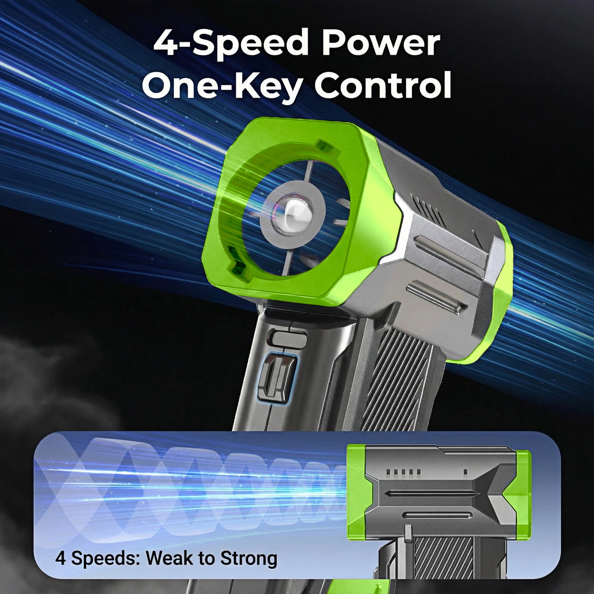 Asoricing Compressed Air Duster with Flashlight, 130,000RPM Powerful Electric Air Duster Blower Rechargeable with Brushless Motor, 4-Gear Adjustable Mini Air Blower Cordless, Green