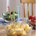 thumbnail image 2 of 50 Pcs Disposable Plastic Food Picks Fruit Forks Tasting Appetizer Forks Set Forks Bistro Cocktail Fork Mini Cake Forks Salad Fruit Forks (Pink), 2 of 9