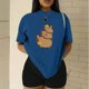 thumbnail image 3 of Playera Blusa De Familia Capybara Ropa Para Mujer Capibara Color Azul Talla Mediana Marca Emil SaEs, 3 of 4