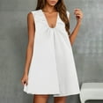 thumbnail image 3 of Sundresses for Women New Women's Cute Mini Dress Sleeveless V Neck Ruched Tank Casual Summer Party Dress with Side Pockets White XXL, 3 of 8