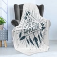 thumbnail image 4 of Saying Soft Flannel Fleece Throw Blanket, Adventure Words in Hand Drawn Frame Arrows and Feathers Artwork, Cozy Plush for Indoor and Outdoor Use, 50" x 60", Indigo, by Ambesonne, 4 of 5