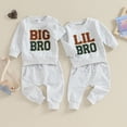 thumbnail image 2 of Big Lil Bro Toddler Baby Boys Letter Embroidery Long Sleeve Sweatshirts Tops and Pants Set 2Pcs Brothers Matching Outfit, 2 of 7