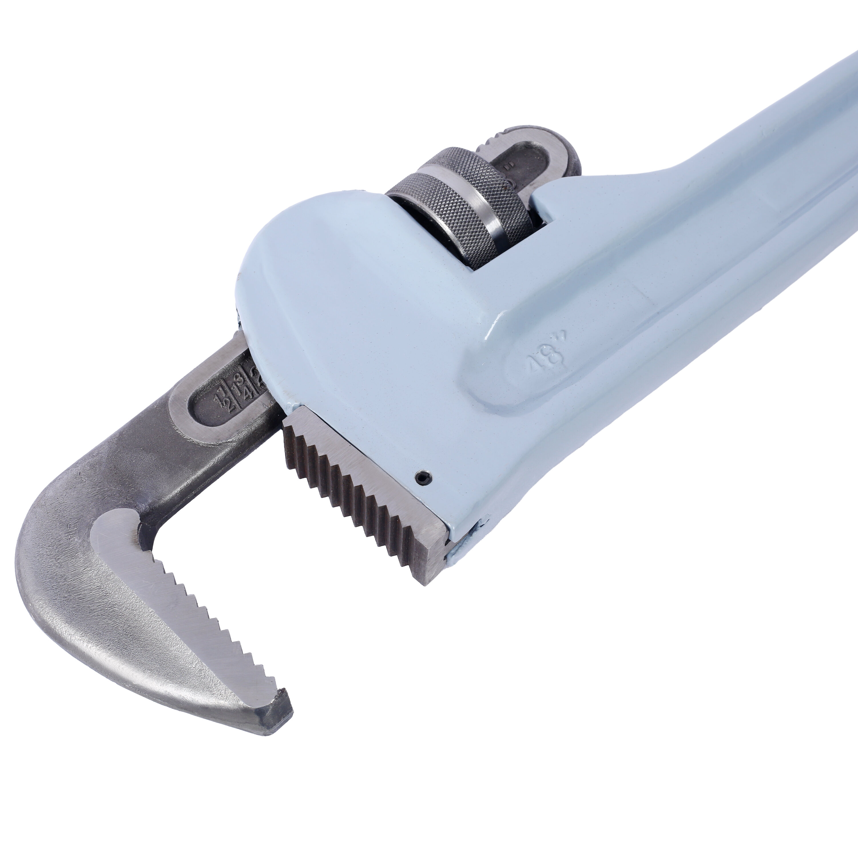 , 48 inch Pipe Wrench Aluminum Straight Pipe Wrench Heavy Duty 48-Inch Plumbers Wrench,Easy to Carry, Hangable Design, for Water Pipes, Automotive Repairs, Light Gray ,Aluminium Alloy ,
