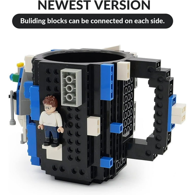 Build on Brick Mug for Kids Adults Boys, Cusod Novelty Coffee Mugs Compatible with Lego, Fun Coffee Mugs for Birthday Festival Gift Ideas, 16oz