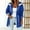 Blue, variant on Women's Color Block Hooded Drawstring Waist Mid Length Windbreaker Jacket, Lightweight Outdoor Trench Coat with Side Hand Pockets for Spring Fall Travel Hiking Casual Layering