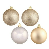 Vickerman 4" Champagne 4-Finish Ball Ornament Assortment, 12 per Box
