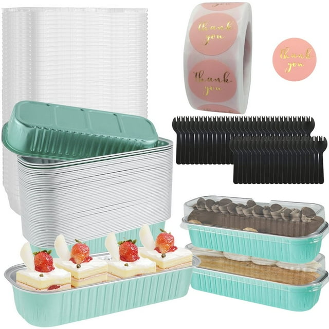 Aluminum Foil Mini Loaf Pans With Lids 50 Pack 6.8oz Rectangle Baking Cups Muffin Tins