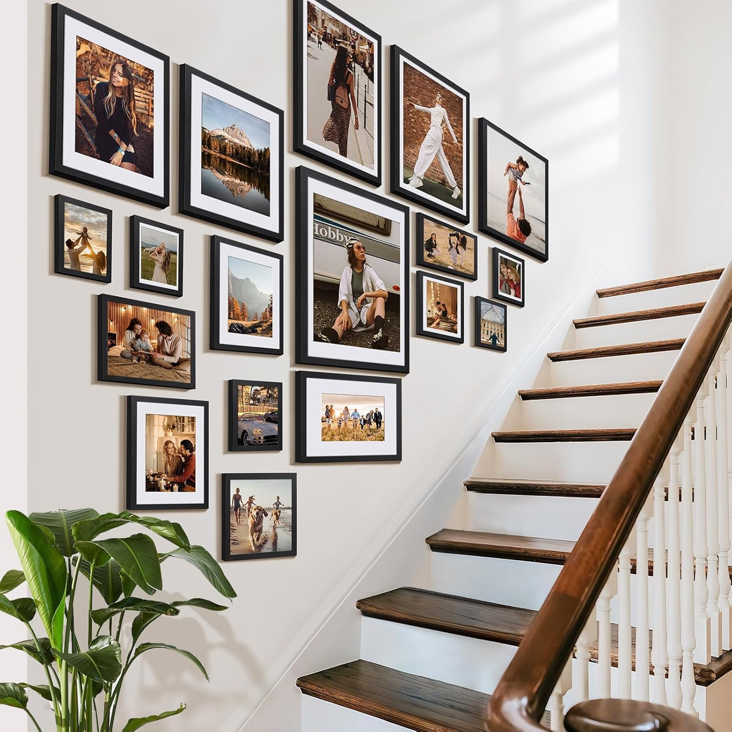 TAVENE 5 pack,4x6 Picture Frame, Black Frames Display Photo 4x6 without or 3.5x5 with Mat, Gallery Wall Frame Set, Tabletop Display or Wall (Black)