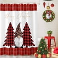 thumbnail image 5 of Shower Curtain 66"W x 72"L Merry Christmas Gnome Xmas Tree Red Plaid Fabric Shower Curtains Set with Hooks Water Repellent Bathroom Curtains Machine Washable Bathroom Accessories, 5 of 9