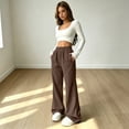 thumbnail image 4 of Vxararl Womens High Waist Baggy Wide Leg Sweatpants, Full Elastic Waist Loose Sweatpant with Side Pockets, Solid Color Casual Daily Workout Pants Coffee 2xL, 4 of 6