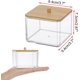 thumbnail image 2 of Porta hisopos de acrílico con tapa de bambú - Dispensador de hisopos transparente para baño, recipiente para hisopos, organizador de almacenamiento para hisopos de algodón en la encimera del baño., 2 of 8