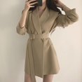 thumbnail image 4 of Internet Celebrity Small Suit Mid-length Chic Retro Belt Korean Style 2024 Casual Elegant Instagram Style Suit Jacket for Women R, 4 of 5