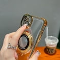 thumbnail image 6 of 360° Rotatable Magnetic Ring Stand for iPhone 14 Case, [Compatible with Magsafe] Protective Case with Stand & Ring Holder, Luxury Transparent Women Case for iPhone 14, Gold, 6 of 12