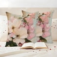 thumbnail image 3 of Spring Flowers Pillow Covers 2 Pack Vintage Oil Painting Pink White Floral Newspaper Texture Pillowcase Waterproof Outdoor Throw Pillow Cover for Patio Garden Square Cushion 20”x20”, 3 of 9