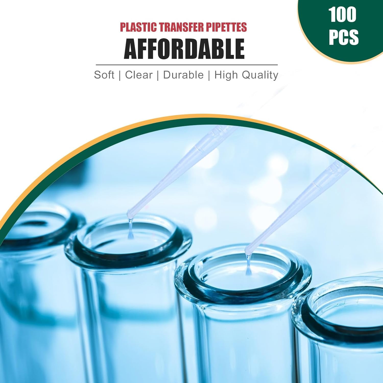 100 pieces of 3 milliliter dropper straws, for essential oil transfer, disposable plastic droppers, suitable for scientific experiments, crafts, makeup tools