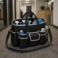 thumbnail image 2 of Lazsy Cleaning Supply Organizer Bag Detachable Shoulder Strap Multi Pocket Cleaning Bag with Handle Household Storage for Cleaners, Janitors, Housekeeping, Black, 2 of 10