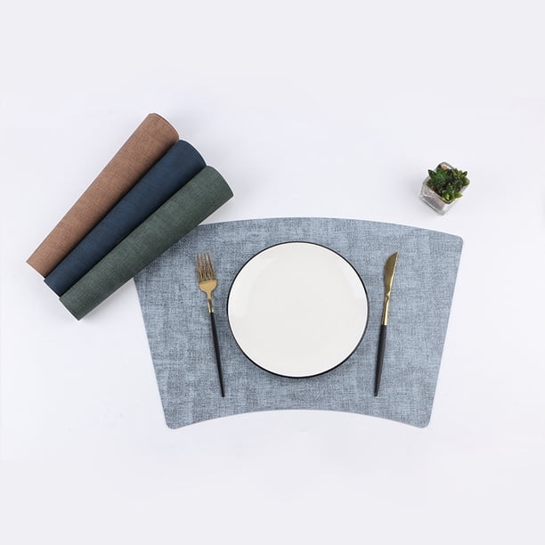 Xiao Hua Manteles individuales, juego de 4 manteles individuales de cuero azul para mesa, 50 cm x 29 cm - Protectores de mesa de comedor elegantes, duraderos y fáciles de mantener.