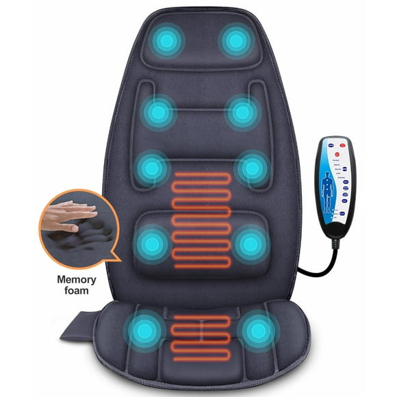 Snailax Coussin de Siège de Massage avec 10 Moteurs à Vibration, Coussin de Chaise de Massage pour Soulagement des Douleurs Dorsales, Cadeaux de Noël