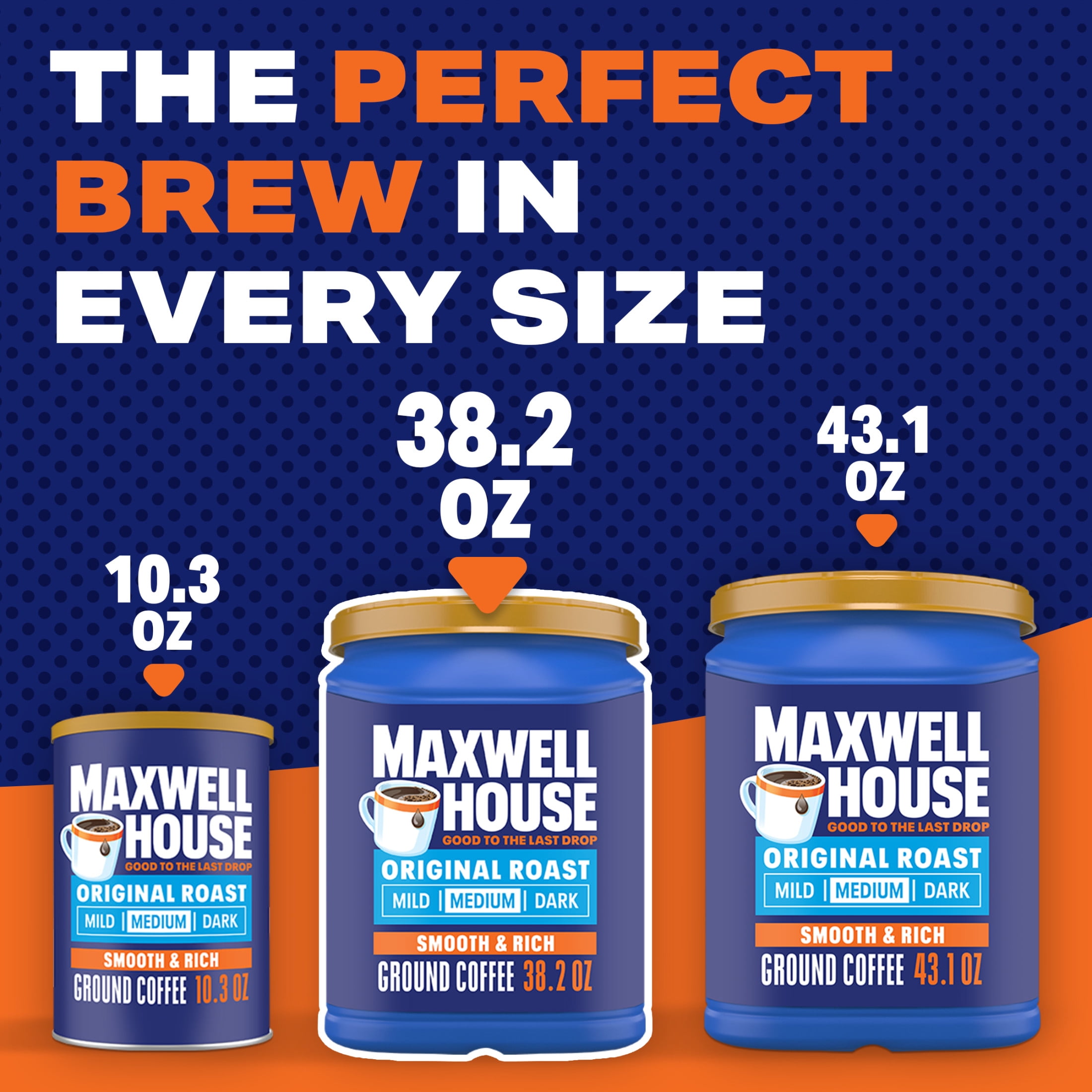 (6 pack) Maxwell House Original Roast Ground Coffee, 38.2 oz Canister