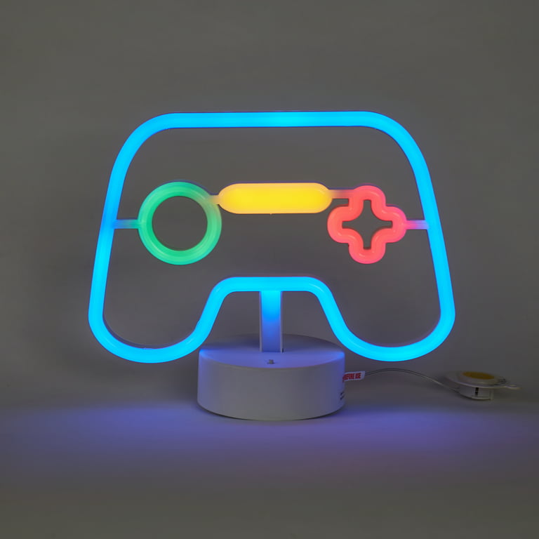 Gaming gamer controller games control pad blue orange neon 2 | Poster