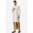 thumbnail image 3 of Royal Kurta Jacquard Silk Printed Cream Kurta and Bronze Dhoti Set for Men, 3 of 7