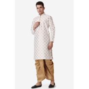 Royal Kurta Jacquard Silk Printed Cream Kurta and Bronze Dhoti Set for Men