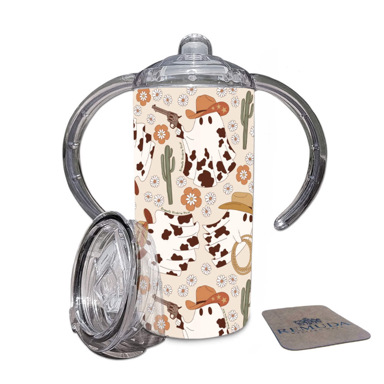 SPOOKY Cowboy - Kids Western Halloween Sippy Cup w/ Transition Lid