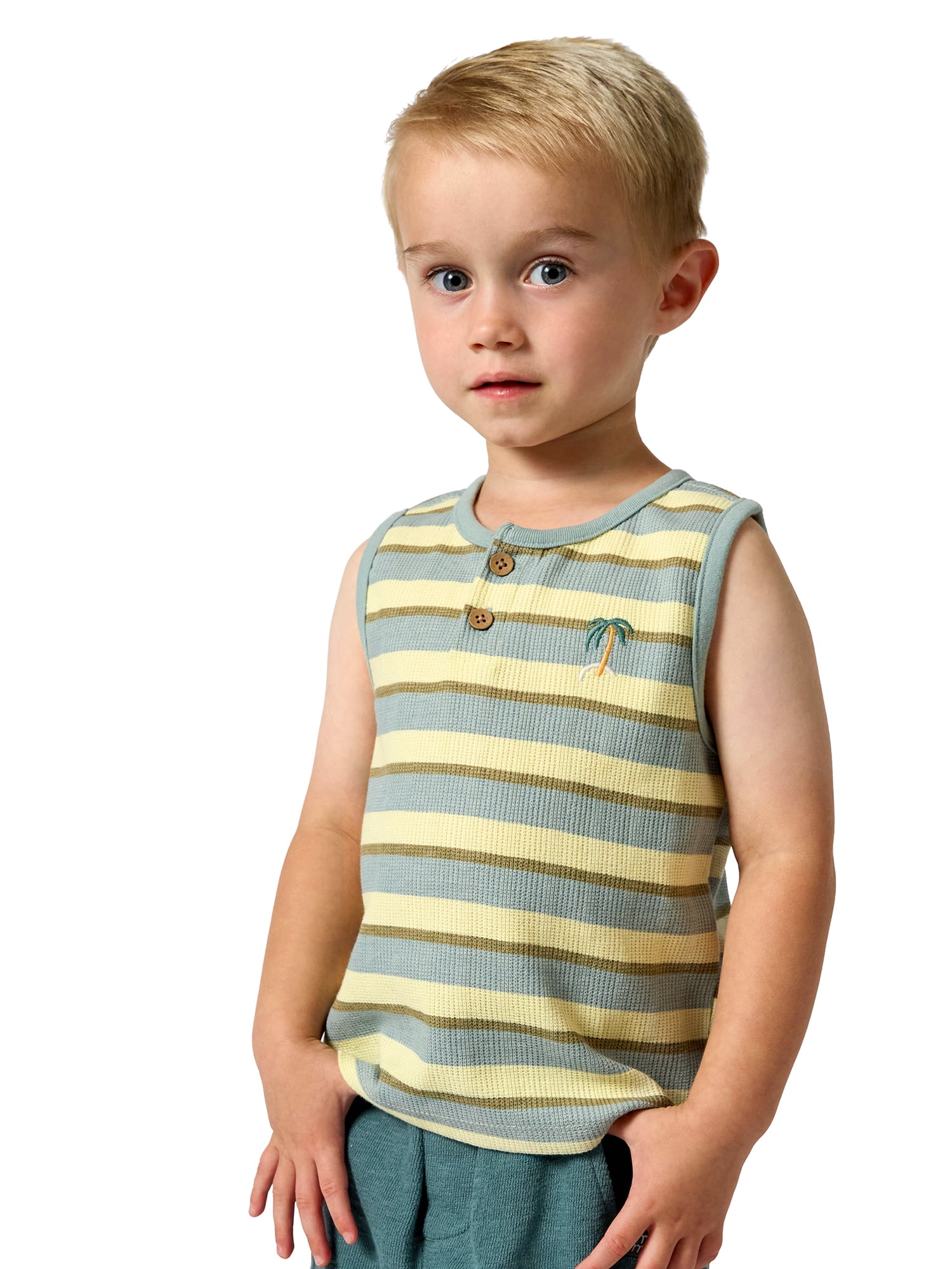Modern Moments by Gerber Baby and Toddler Boy Organic Sleeveless Henley Top, Sizes 0/3 Months - 5T