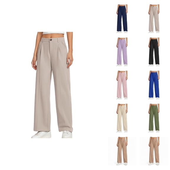 Girls Pants Girls Wide Leg Dress Pants Preppy Style Kids Trousers High Waisted Pull-On Pants for School Uniform & Casual Wear Size 5-14 Years