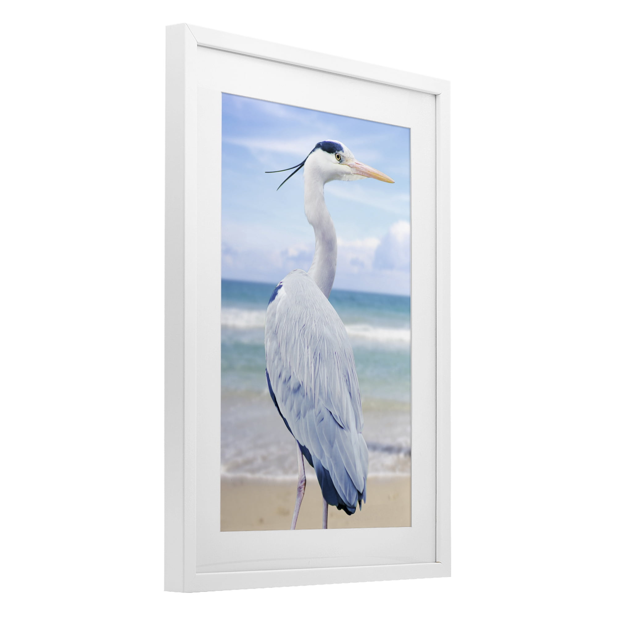 Stupell Industries Vacationing Heron by Seaside White Framed Print Under Glass, design by Marcus Prime