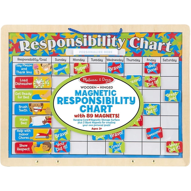 Tabla de Responsabilidad Magnética Melissa & Doug MD-09454 con 89 imanes Borrado en Seco Infantil
