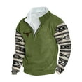 thumbnail image 2 of Wancir Men Retro Ethnic Printed Sweatshirts Casual Stand-Up Neck Pullover Tops Zipper V Neck Long Sleeve Loose Sweatshirts, 2 of 3