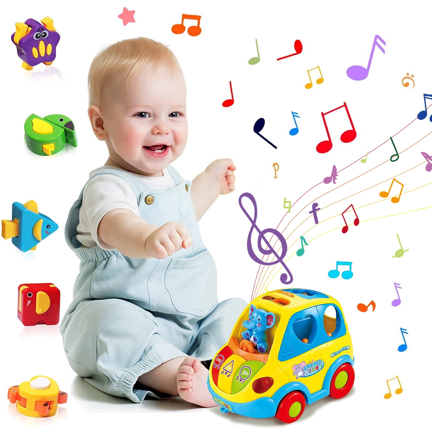Bus Toy Baby Musical Learning Toys with Music/Light/Shapes,Early Education Gift for Toddler Boys Girls