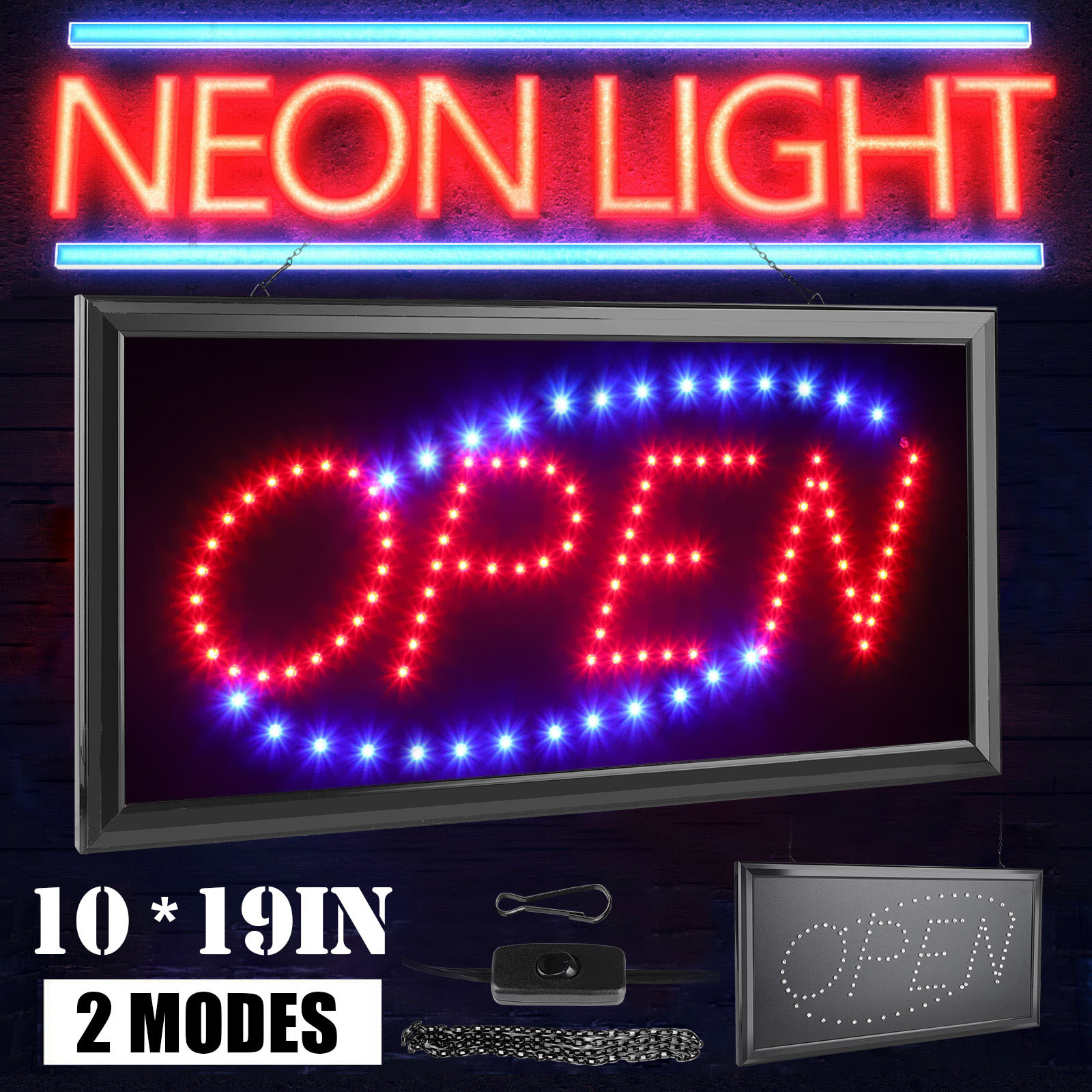 EEEkit Open LED Neon Sign, 19x10inch LED Business Open Sign ...