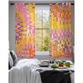 thumbnail image 3 of Yellow Orange Pink Sheer Curtains 54 Inch Length 2 Panels Set for Living Room/Bedroom, Modern Funny Illusion Abstract Art Kitchen Curtains Grommet Semi-Sheer Curtains Window Treatments 42"x54"x2, 3 of 7