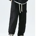 thumbnail image 2 of Dovford Men's Stretch Twill Cargo Pants Drawstring Elastic Waist Wide Leg Work Pants Outdoor Relaxed Hiking Trousers, 2 of 3